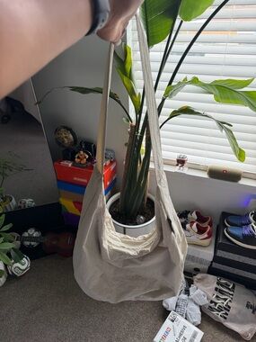 Canvas Tote Shoulder Bag in Natural Beige